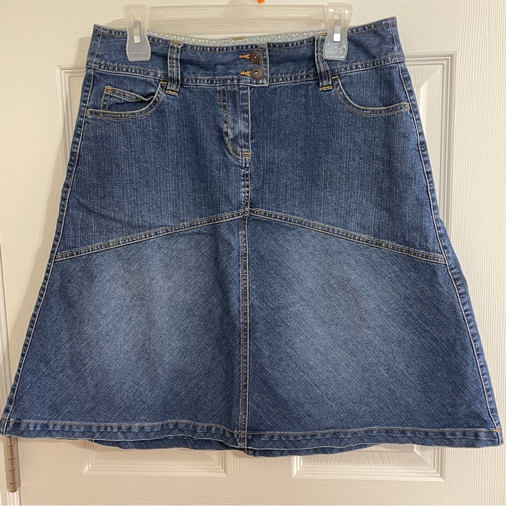 Vintage Bass Jeans A-Line Midi Skirt Medium Wash Coastal Cowgirl Western size 10
